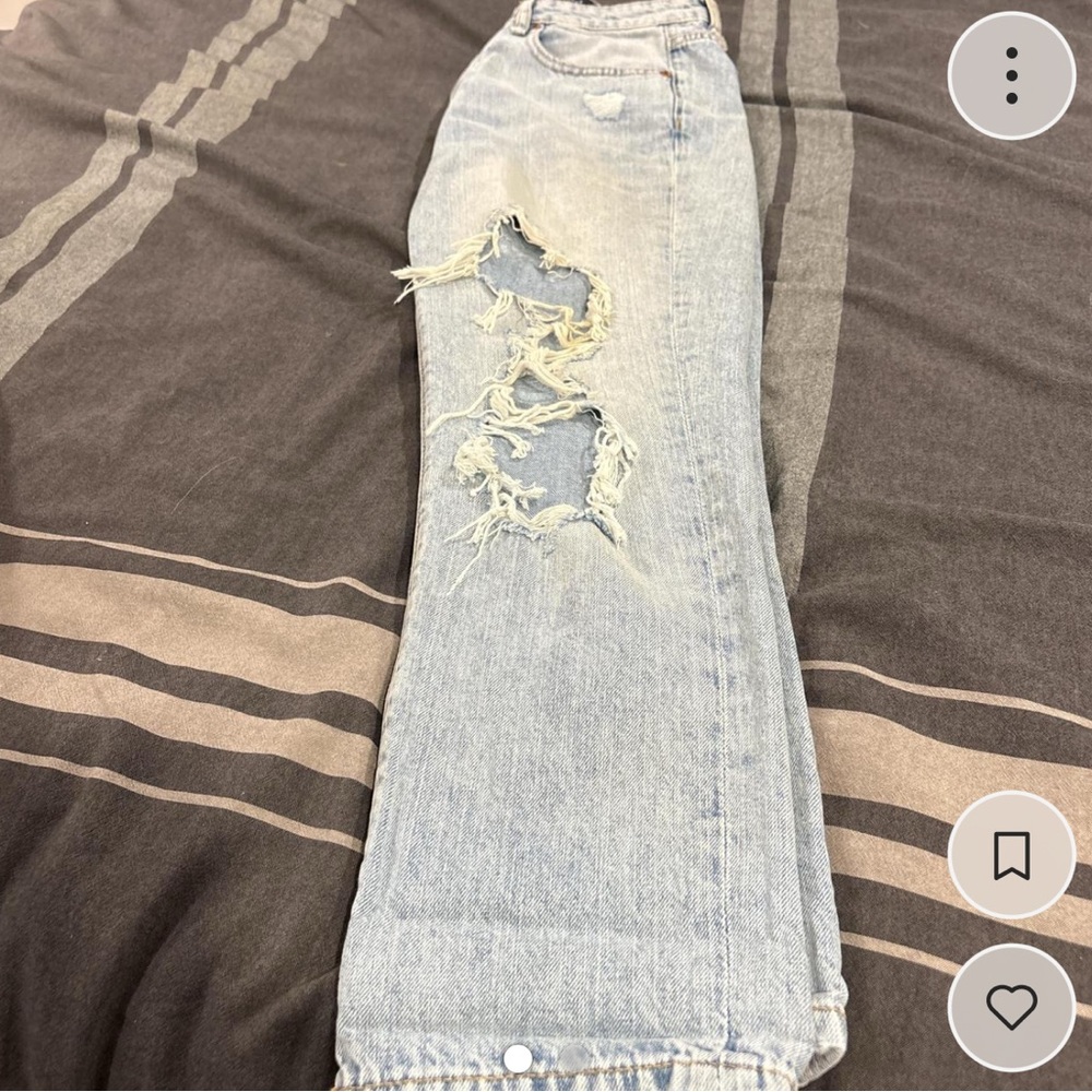 Light blue high waisted ripped jeans